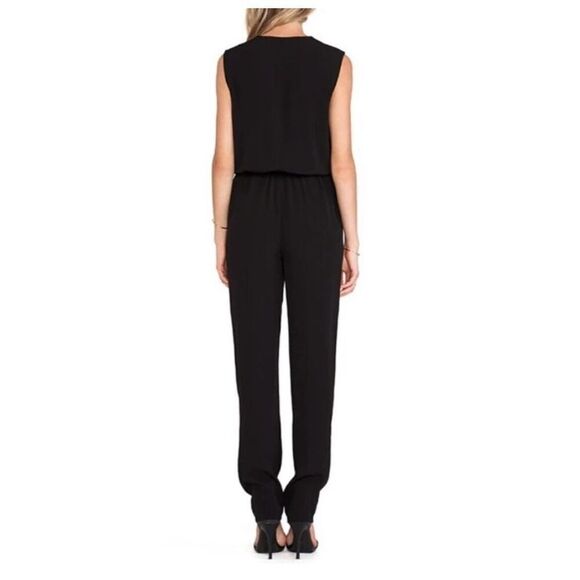 Diane Von Furstenberg Rawena Crossover V-Neck Black Jumpsuit Belted Tie Waist 4 - Picture 4 of 12